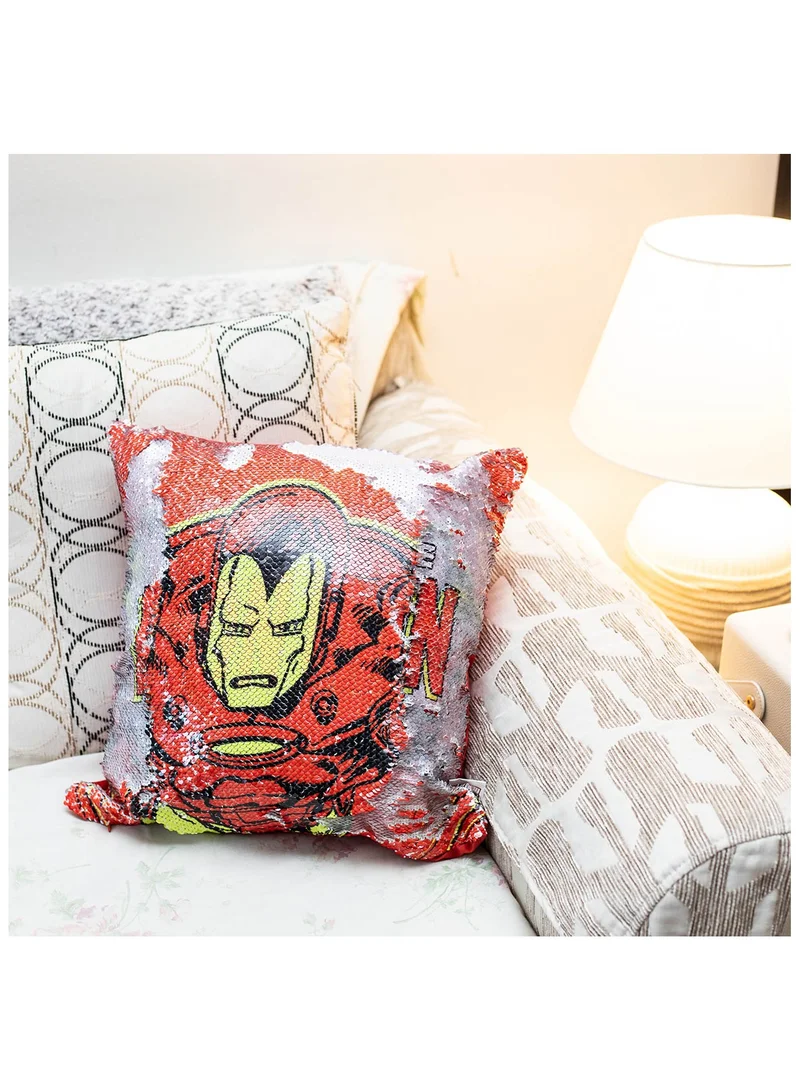 MARVEL  MARVEL Iron Man Letter Printed Style Pillow Polyester Grey/Red 40 x 40cm for Men | Best Price UAE